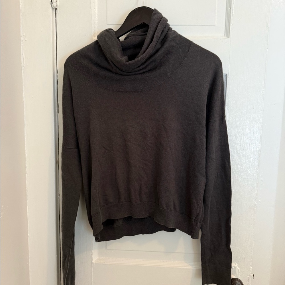 Theory Charcoal Cowl Neck Sweater